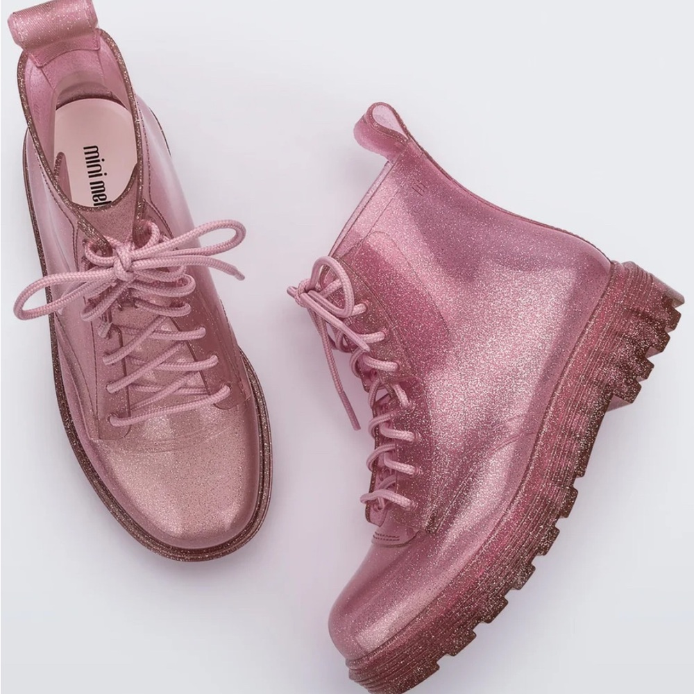 Mini Melissa Sparkling Pink Women's Combat Boots